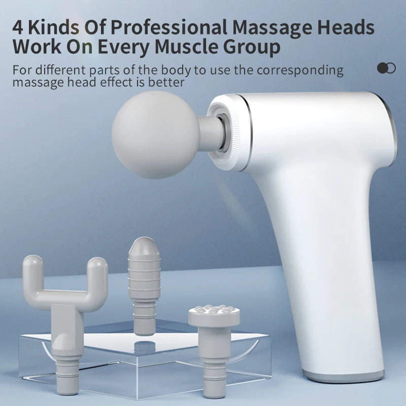 2022 massagem arma profunda relaxamento muscular fascia massager 3 modo 4 cabeça de baixo nível de ruído portátil corpo massager