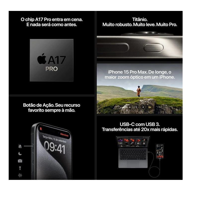 iPhone 15 Pro e Pro Max lacrado com 1 ano de garantia